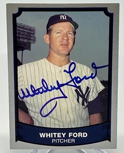 Tarjeta Whitey Ford 1989 Pacific Trading #210 autografiada. HOF - Imagen 1 de 2