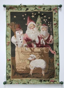 Marjolein Bastin Santa Snowman Lamb Christmas Tapestry Hanging - Stars LIGHT UP - Picture 1 of 3