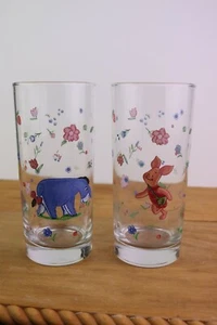 2 Simply Pooh 6.25 " Glass Tumblers EEyore & Piglet Disney 16 oz - Picture 1 of 4