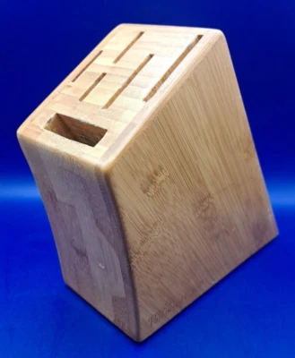 Pampered Chef Bamboo Wood 6 Slot Knife Block Preowned EUC - Image 1 of 4