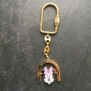 Walt Disney Gold Tone and Pink Enamel Minnie Mouse Keychain  - Picture 1 of 5