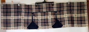 2 Rustic Country Plaid Checked Valances with Buttons & Flowers~56 in x 17 in - Picture 1 of 24