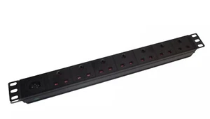 7 way UK Socket PDU cw IEC C14 Power Inlet for DETACHABLE LEAD 1U 19" Rackmount - Picture 1 of 1
