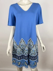 J Jill Paisley A-Linie Kleid Damen S Neu mit Etikett $ 99 Stretch V-Ausschnitt Kurzarm Komfort - Bild 1 von 13