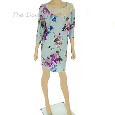 CAMISÓN FLORAL JENNIFER LOPEZ Íntimo PEQUEÑO Chemise ASIMÉTRICO CUELLO DE ENCAJE Foto 1 de 4