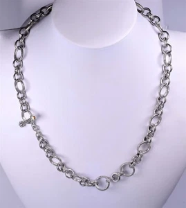 Judith Ripka Sterling Silver CZ Citrine Toggle Clasp Circle Link Chain 22" - Picture 1 of 6