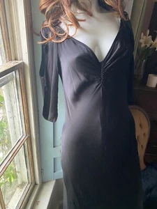 Ghost Dulcie New Black Dress Maxi Form Fitting Elegant Bias Cut Small (£295) - Picture 1 of 3