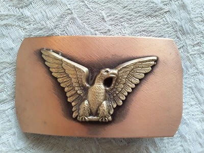 Hebilla de cinturón de cobre cepillado de colección EE. UU. con águilas de latón patriótico 1,75 por 3" Foto 1 de 4