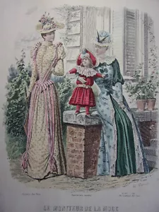 56 / Incisione di Moda " Di La Moda Parigi 1891 " . Grande 36x26 - Bild 1 von 3