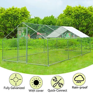 Chicken Run 20x10FT Walk in Coop for Poultry Dog Rabbit Hen Cage Pen Metal Door - Picture 1 of 8