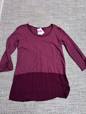 Camisa Top Fresh Produce Windfall Talla Pequeña Borgoña Rayón Dobladillo Boho Nueva con Etiquetas Foto 1 de 4