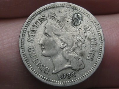 1881 Three 3 Cent Nickel 3CN- Fine/VF Details - Image 1 of 4