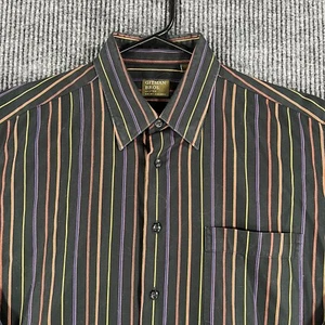 Gitman Bros Shirt Mens Large Black Striped Long Sleeve Button Up USA Made - Picture 1 of 14