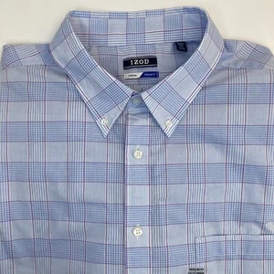 Izod Men's Size XXL Regular Fit Stretch Fabric Red/Blue Long Sleeve Shirt NWT - Picture 1 of 14