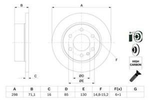 Genuine Bosch Rear Brake Rotors Discs Set 0986479295 - Picture 1 of 6