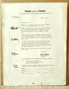 Vintage Beatles USA Limited National Fan Club Official Headquarters 1965 Letter - Picture 1 of 2