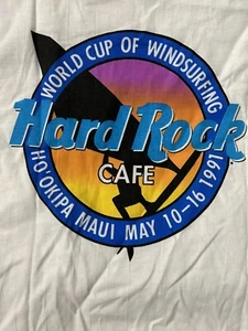 HARD ROCK WINDSURFING WORLD CUP HO’OKIPA MAUI MAY 10-16 , 1991 T-SHIRT XL VGUC - Picture 1 of 6