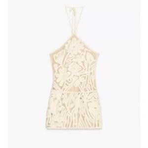 ZARA EMBROIDERED HALTER DRESS - Picture 1 of 7