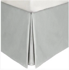 4 Sided Pleated Bed Skirt   610 TC Solid Cotton  Open/Slit Corner Drop14" to 16" - Picture 1 of 11