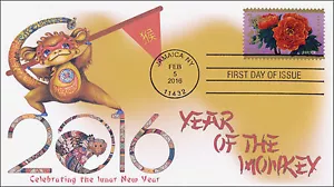 2016, Year of the Monkey, FDC, BW Postmark, Lunar New Year, 16-046 - Picture 1 of 1