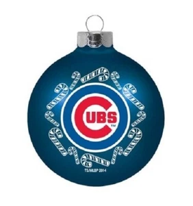 Chicago Cubs Candy Cane Glass Ball Ornament - Picture 1 of 1