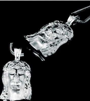 Nuevo Dije Cabeza Cruz Jesús Acabado Oro 14k Para Hombre + Collar Cadena Franco 30"4mm Foto 1 de 2