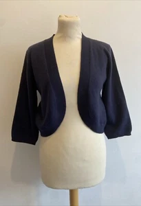 Womens Marilyn Moore Cardigan UK Size 14 100% Cashmere Bolero Navy BNWT - Picture 1 of 7