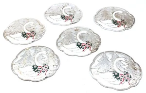 6x Six Swan Coasters Vintage Japan Tarnish Resistant Metallic Christmas 1960's - Picture 1 of 6