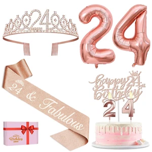 24Th Birthday Decorations for Women Including 24Th Birthday Sash for Women, T... - Picture 1 of 12