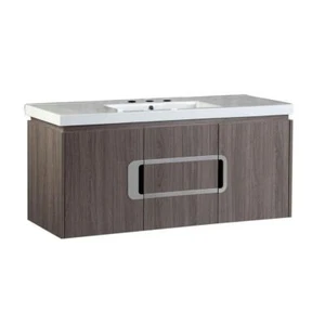 Bellaterra Home Single Vanity 19"x48"x22" w/ Ceramic Top+Basin White/Gray Brown - Picture 1 of 6