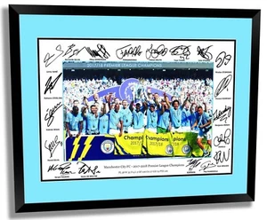 MANCHESTER CITY 2018 EPL CHAMPIONS SIGNED LIMITED EDITION FRAMED MEMORABILIA - Picture 1 of 5