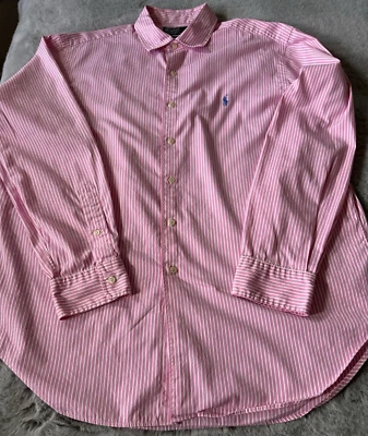 Camisa Polo Ralph Lauren Abotonada Rayas Manga Larga Para Hombre Talla X Rosa y Blanco Foto 1 de 4