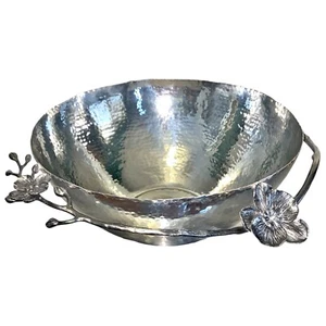 MICHAEL ARAM ☆ White Orchid Stainless Steel 11" Serving Bowl ☆ EUC - Picture 1 of 7