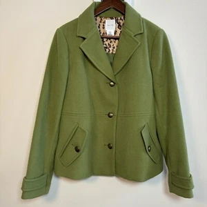 KATE HILL LIME GREEN JACKET COAT WOMENS SIZE 12 BUTTON UP LINING SINGLE BREASTED - Picture 1 of 8