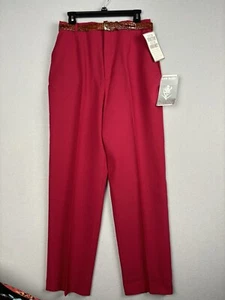 Vintage Reflections By Eddie Haggar Women's Pants 14 High Rise Pink Belt 2901 - Picture 1 of 23