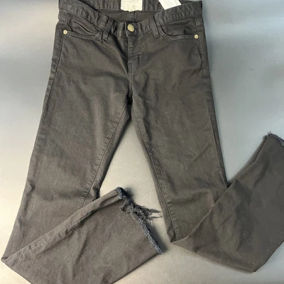 Current/Elliott Mid-Rise Straight Leg Jeans Black Womens 28 Distressed Worn USA - Image 1 of 4