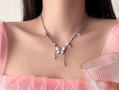 Schmetterling Damen Halskette Frauen Hochzeit Feier Geburtstag Schmuck Geburtsta - Bild 1 von 4