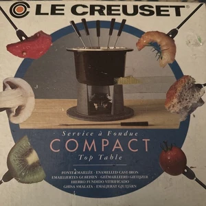 Juego de mesa de fondue negro esmaltado compacto vintage Le Creuset 2,25 qt - Imagen 1 de 12