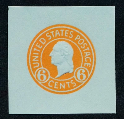 UNITED STATES (US) U531 UNUSED VF 6c ORANGE ON BLUE CUT SQUARE - Image 1 of 2