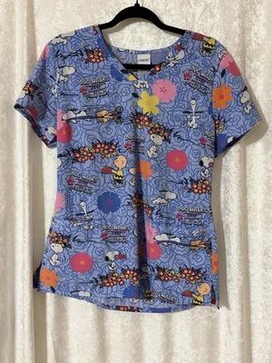 Blusa Médica Para Mujer M Peanuts Snoopy Charlie Marrón Foto 1 de 3