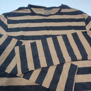 Dünnes Herrenhemd Langarm gestreift schwarz braun Streetwear Medium 100 % Baumwolle - Bild 1 von 6