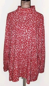 Woman Within - 100 % Baumwolle rot & weiß Weihnachtsdruck Rollkragen - Damen 2X - Bild 1 von 3