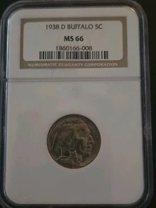 1938-D NGC MS66 Buffalo Nickel 5c - Picture 1 of 5