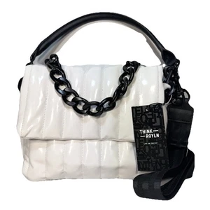 THINK ROYLN Bar Quilted Shoulder Crossbody Bag Patent Ivory White (MSRP $168) - Picture 1 of 4
