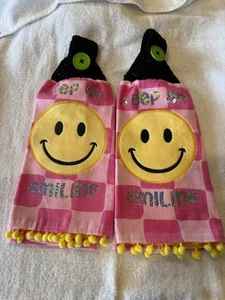 Toallas de té de cocina de ganchillo Smiley Face Keep On Smiling - Imagen 1 de 2