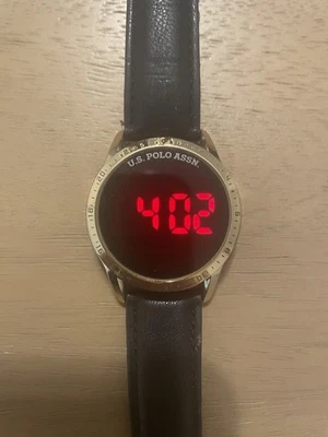 U.S. Polo Assn. LED Touch Wristwatch US 2212BU Accutime Black Faux Leather Strap - Image 1 of 4