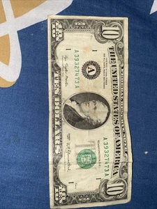 1977 A $10 Ten Dollar Bill, Federal Reserve Note Vintage United States. - Picture 1 of 2