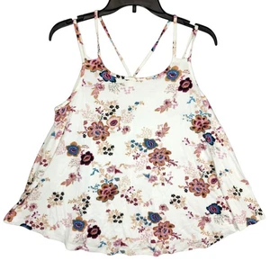Camiseta sin mangas rosa para mujer mediana floral sin mangas con tiras boho rayón spandex - Imagen 1 de 6