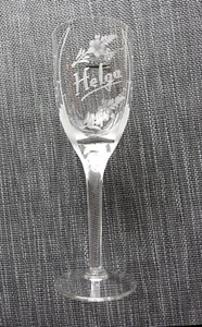 Weinglas Ange René Lalique mit Engel und Gravur "Helga" - Bild 1 von 8