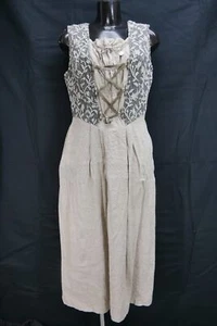 Landhauskleid Arzberger Leinenkleid mit Wolle gestrickt Schnürung Besatz Gr.38 - Bild 1 von 6